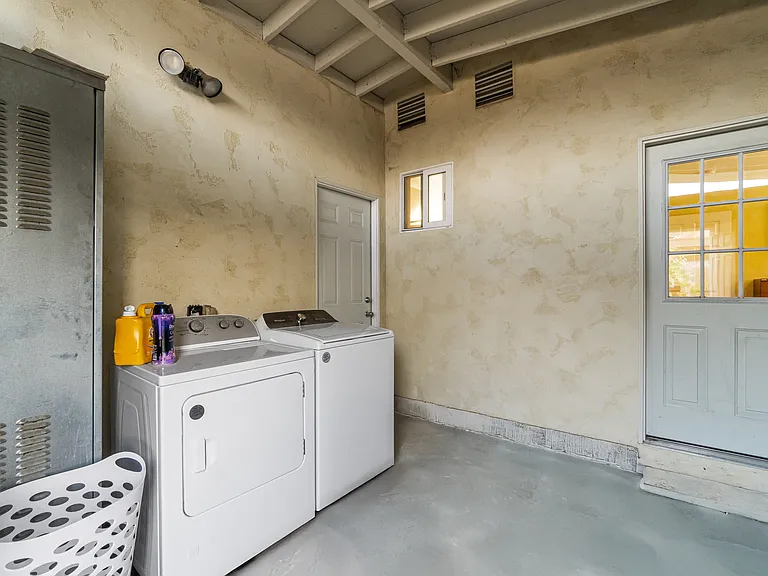 Enjoy hassle-free laundry with washer, dryer, and provided detergent.