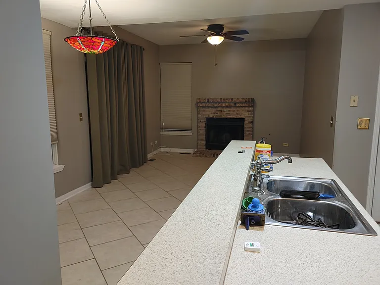 Kitchen and family room