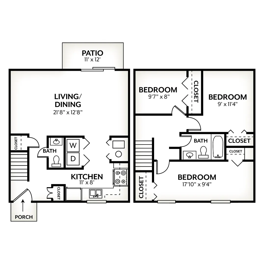 Floor plan 3 Bed, 1.5 Bath Townhome