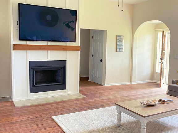 Arched entryway and beautiful chimney