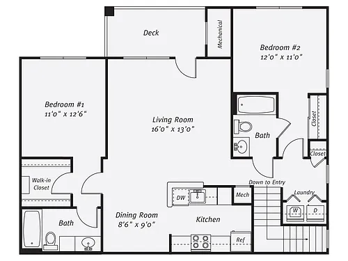 Floor plan 2 Bed/2 Bath-The Faldo