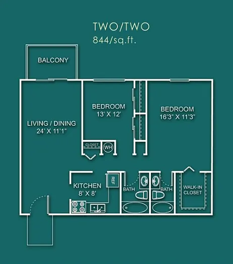 Floor plan 2 Bedroom 2 Bathroom