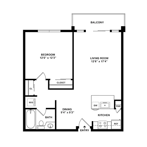 Floor plan 1x1B P