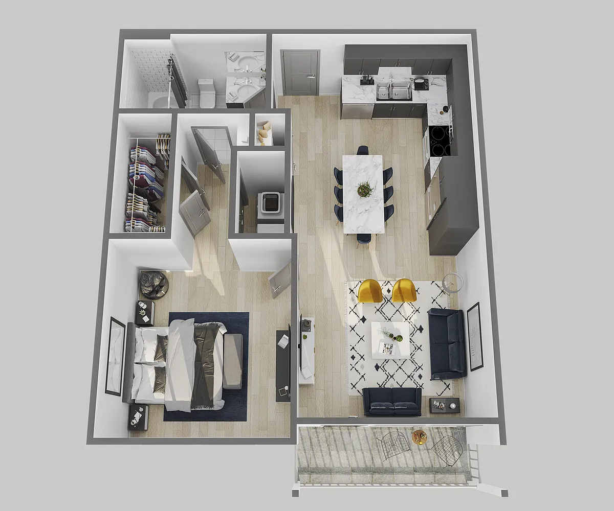 Floor plan 1Bedroom, 1 Bathroom, 638 SQFT