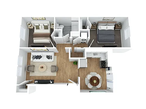 Floor plan 2 BR - 1 BTH Renovated