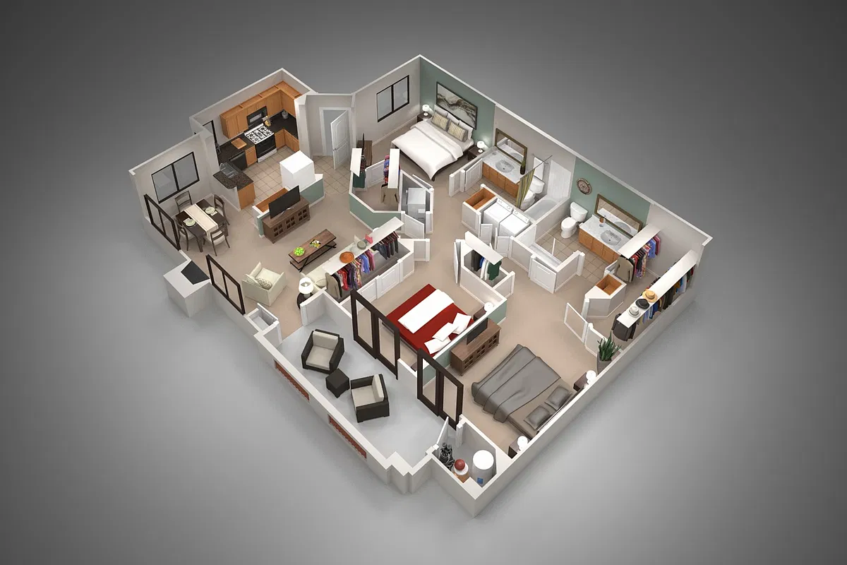 Floor plan Three Bedroom/Two Bath