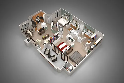 Floor plan Three Bedroom/Two Bath