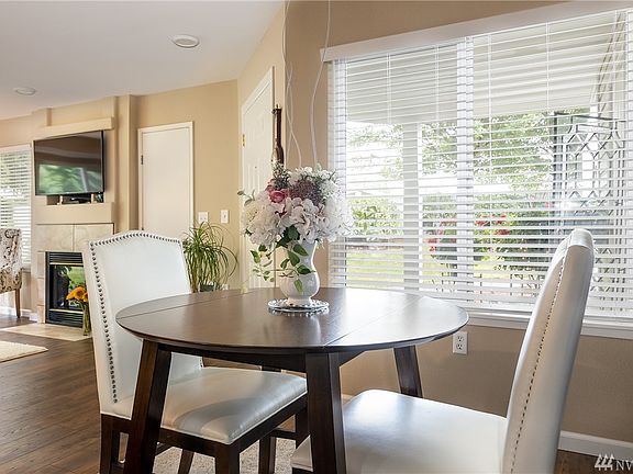 Your dining area with a view of your front patio.
