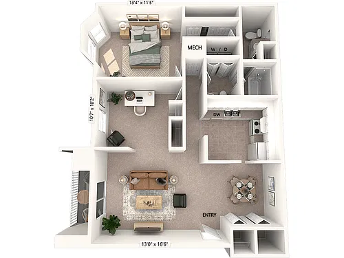 Floor plan A6D-1049sf-Classic