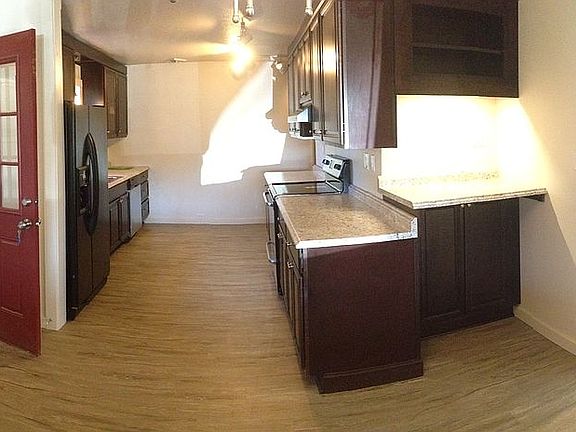 Desk area at edge of kitchen