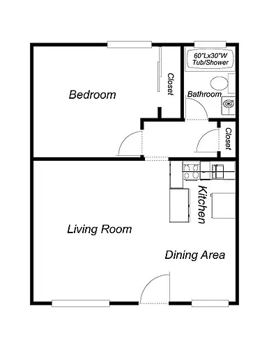 Floor plan 1 x 1 PR