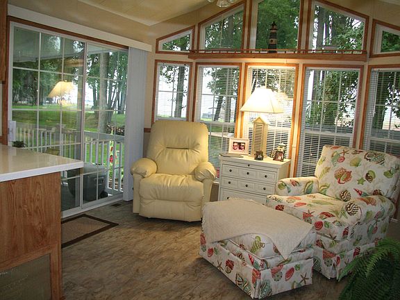 Living room with view of lake