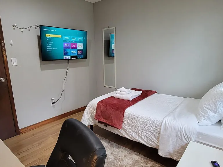 Bedroom with 43" smart TV
