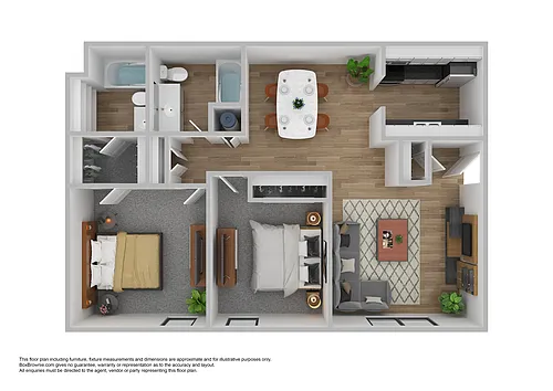 Floor plan Two Bedrooms, Two Baths