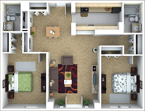 Floor plan Marlboro Classic - 2 Bed 2 Bath