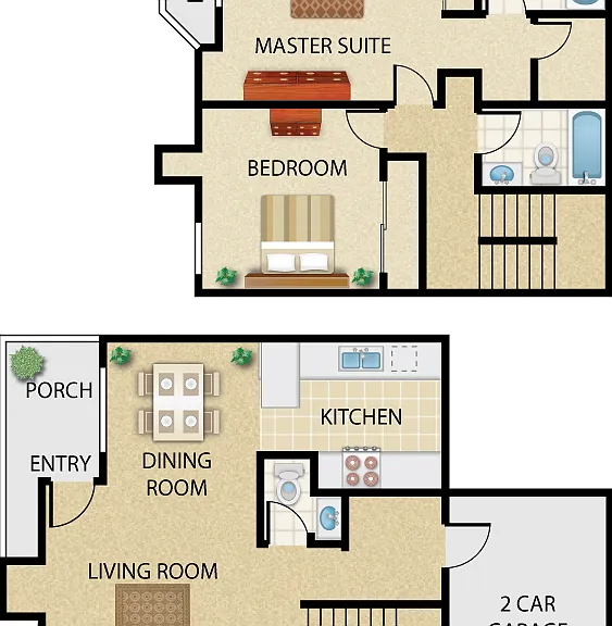 Plan F - Townhome Floorplan Diagram