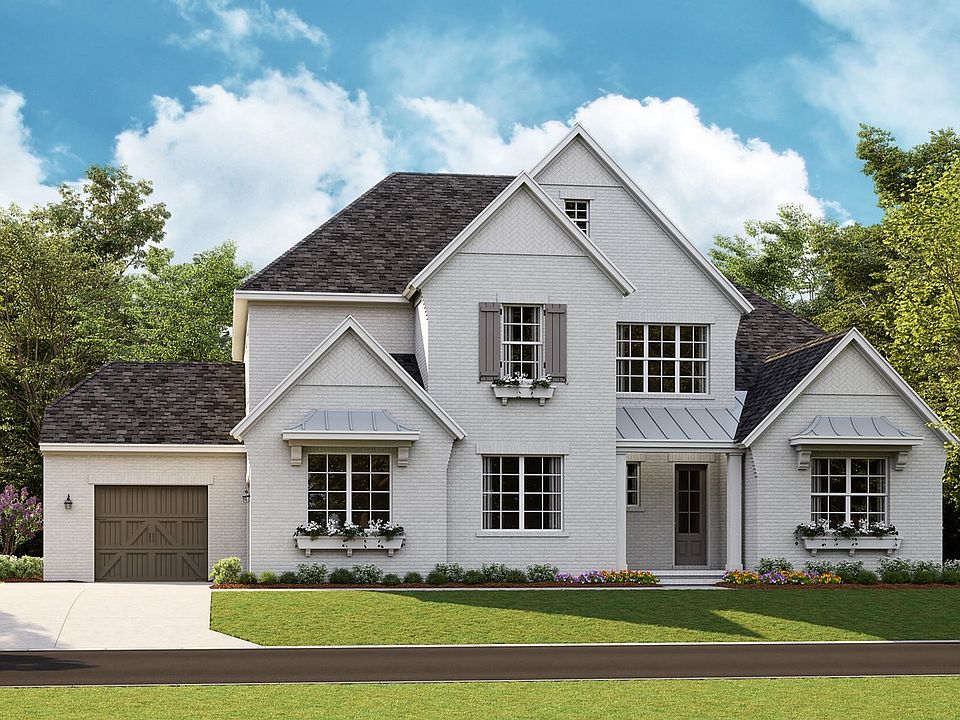 Monterey - English Cottage l w Painted Brick Option 3-Car Side Load Garage Note Renderings ma