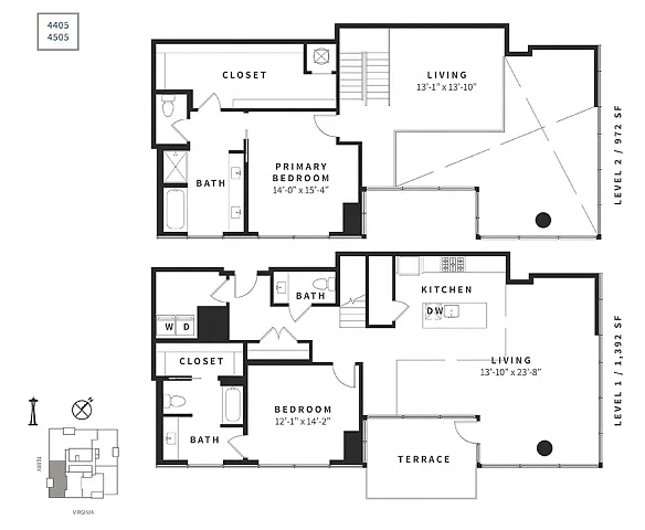 Floor plan Penthouse 2 Bedroom Townhome CTHPH