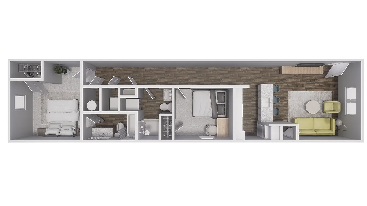 Floor plan 2x2 - 836 sqft - B3