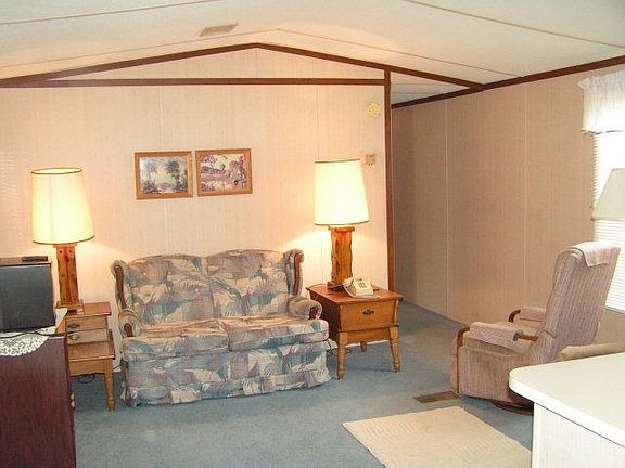 Living room with vaulted ceiling