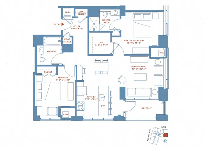 Floor plan 2 Bed/2 Bath