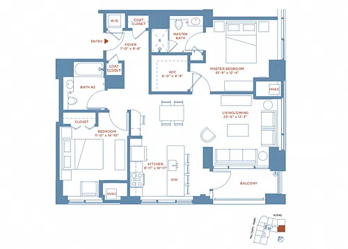 Floor plan 2 Bed/2 Bath