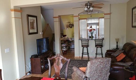 Living room looking into the kitchen