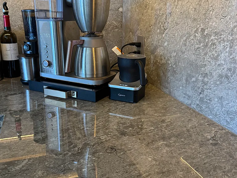 Marble counters with recessed lighting