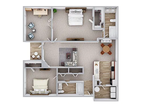 Floor plan Two Bed, Two Bath (B)