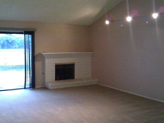 Family room Cathedral ceilings Fireplace track lighting