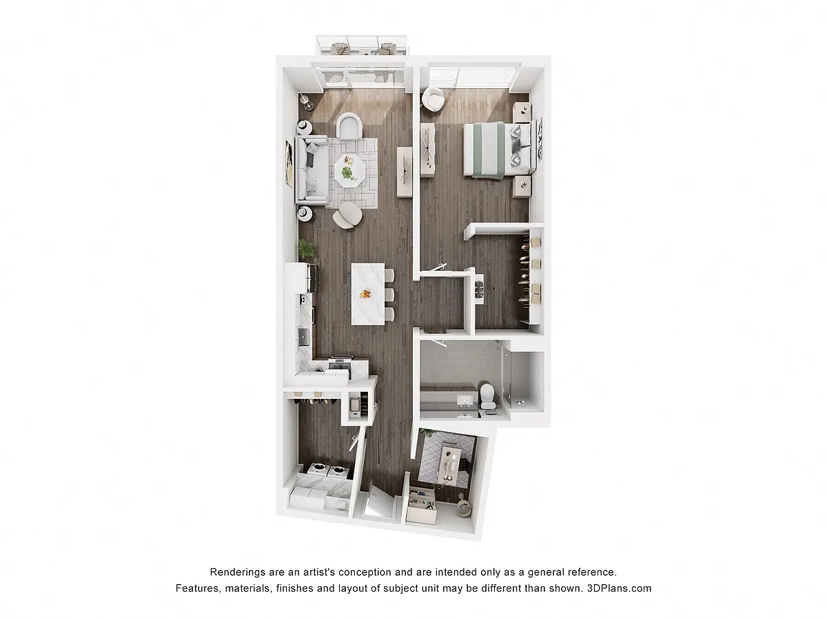 Floor plan 1 BEDROOM+DEN-A