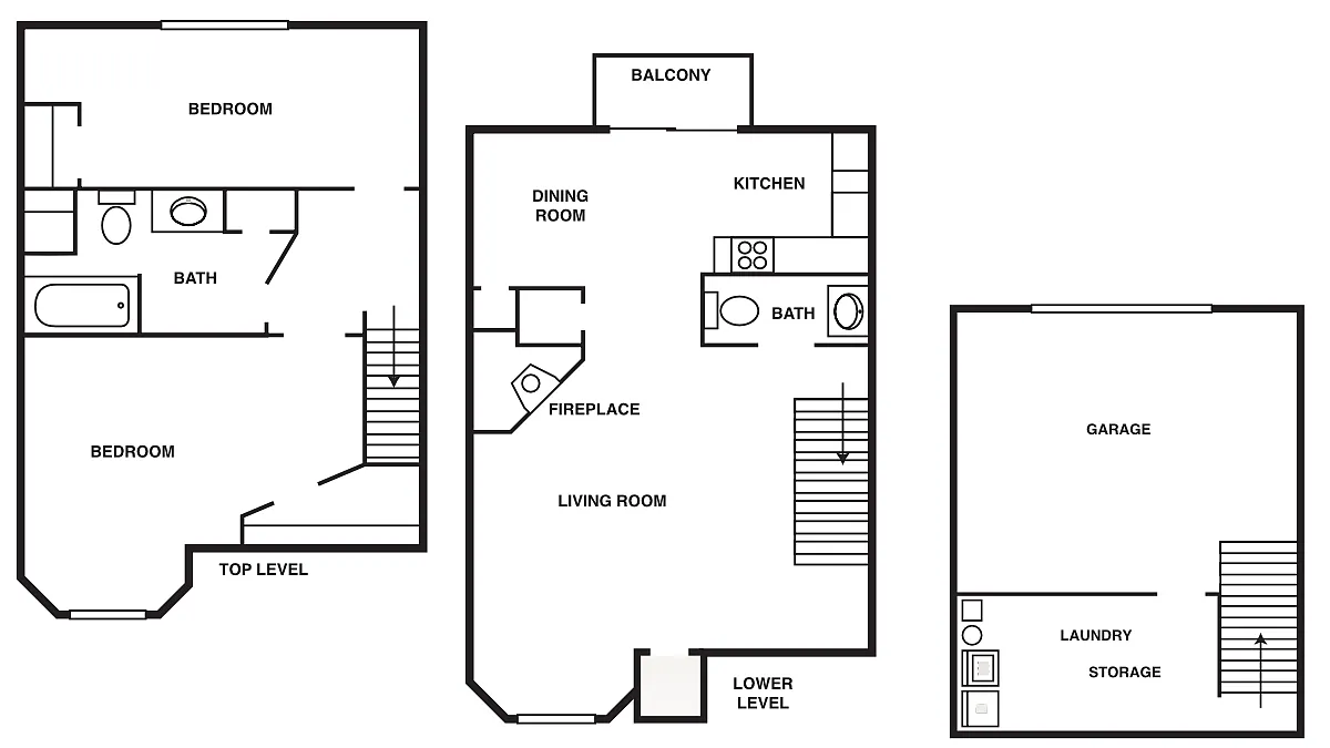 Floor plan 2 Bedroom/1.5 Bathroom Townhouse