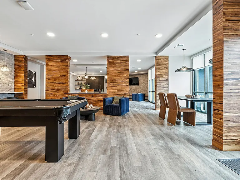Modern Lounge Area Featuring Pool Table