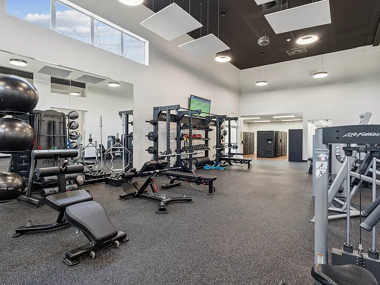 Fully equipped fitness center with strength and cardio equipment