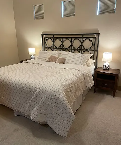 King sized guest suite with walk-in closet and 3/4 bath