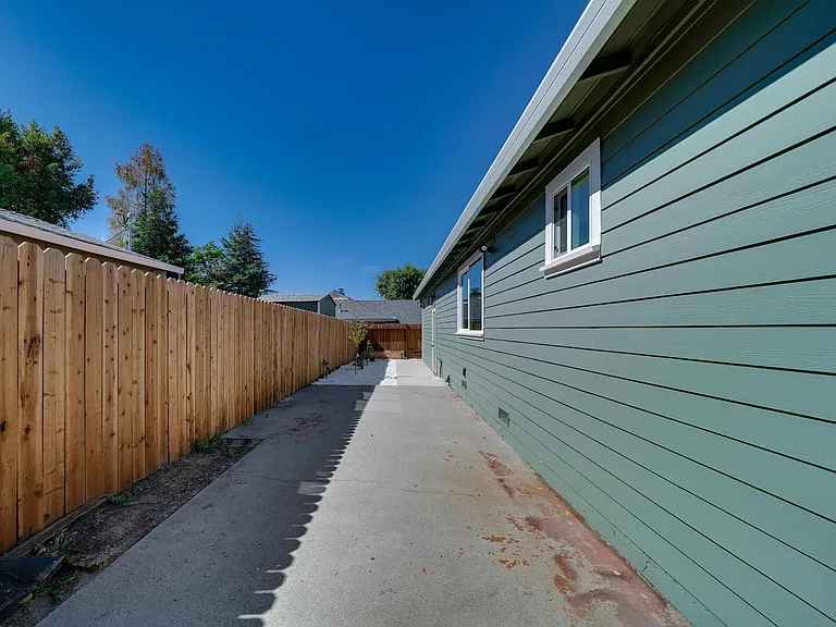 View from kitchen door to back patio.