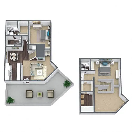 Floor plan B2: 2 Bed 2 Bath