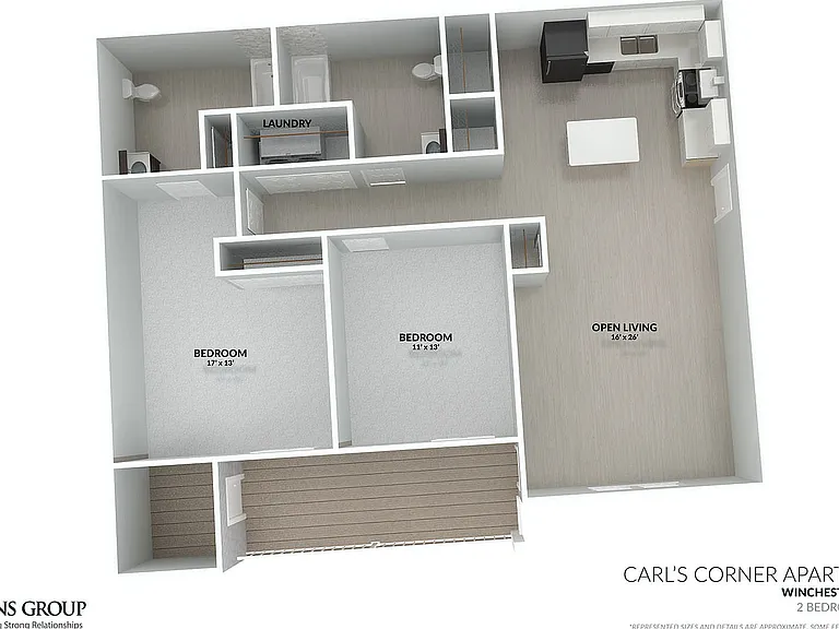 2 Bedroom 2 Bath Floorplan 1,150 sqft