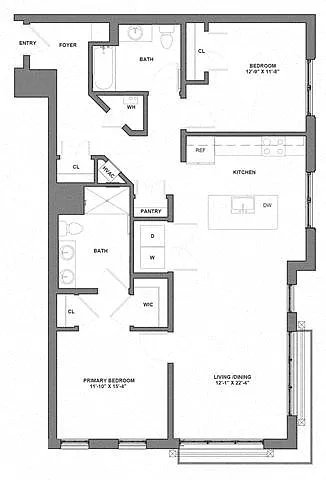Floor plan 2 Bed/2 Bath-B5-1
