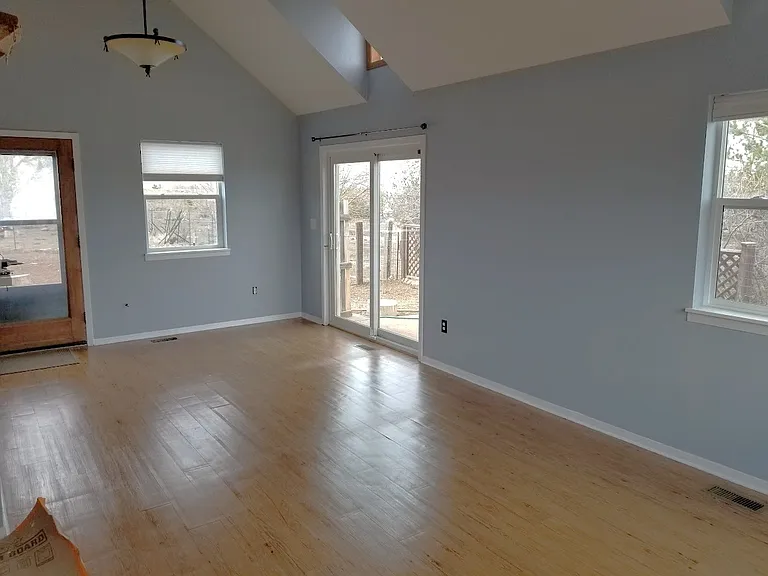 Living area adjacent to kitchen.