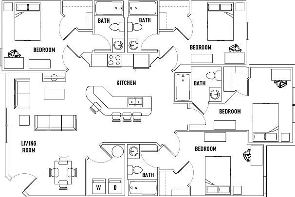 The Province Greensboro 4x4B Floor Plan The Province Greensboro 4x4B Floor Plan