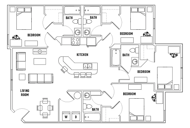 Floor plan 4 Bed x 4 Bath B