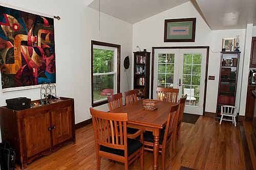 Breakfast nook off of kitchen.  View from side door to driveway.