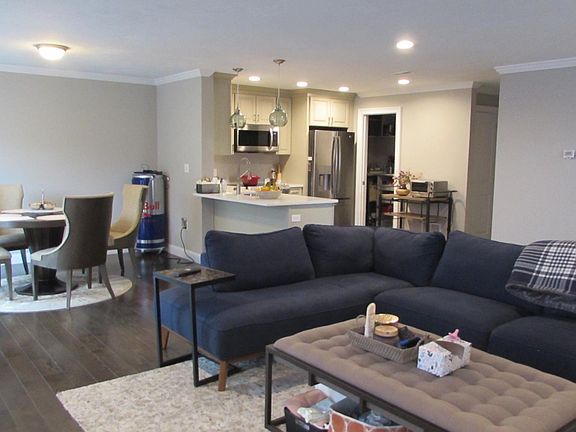 open floor plan of the dining, living room and kitchen