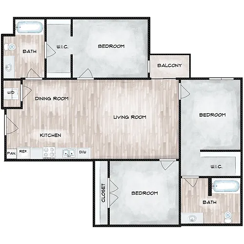 Floor plan 3 Bed 2 Bath