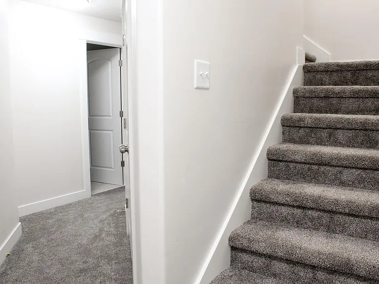 Basement stairs and hallway.