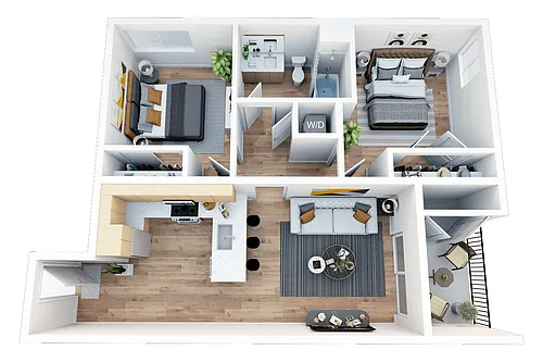 Floor plan 2 Bedroom, 1 Bath A