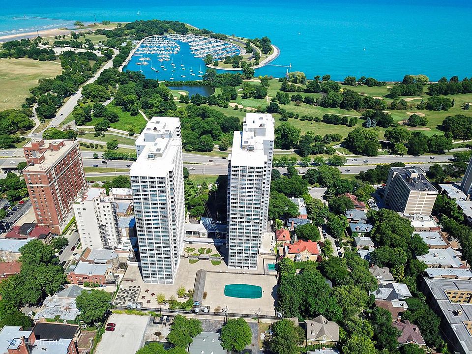 Aerial view of the building