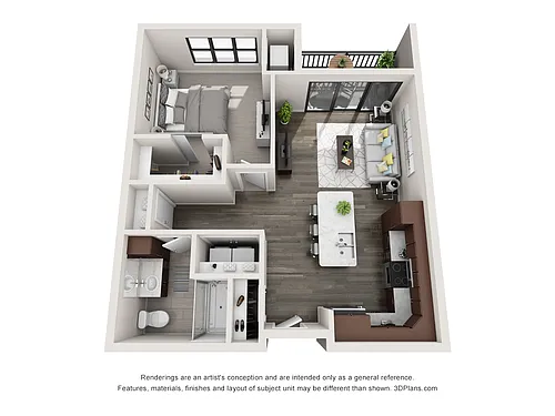 Floor plan Agate 1 Bed, 1 Bath