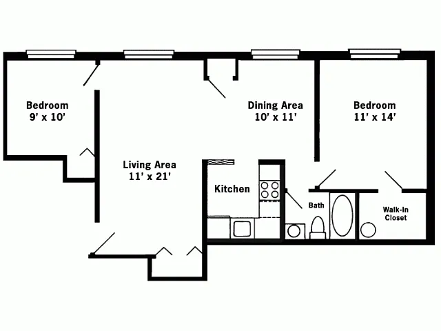 Floor plan 2BR/1BA